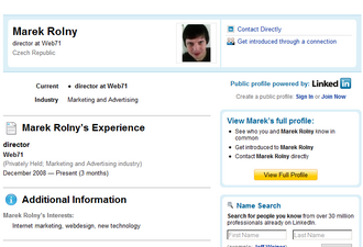 Profil na Linkedin