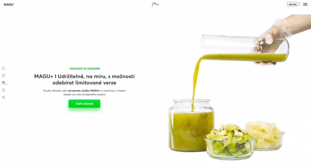 (CTA tlačítko “Začít mixovat” na webu magu.co)