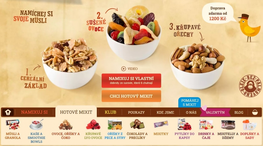 (CTA tlačítka “NAMIXUJ SI VLASTNÍ” a “CHCI HOTOVÝ MIXIT” na webu mixit.cz)
