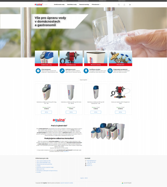 Ukázka e-shopu pro značku Aquina
