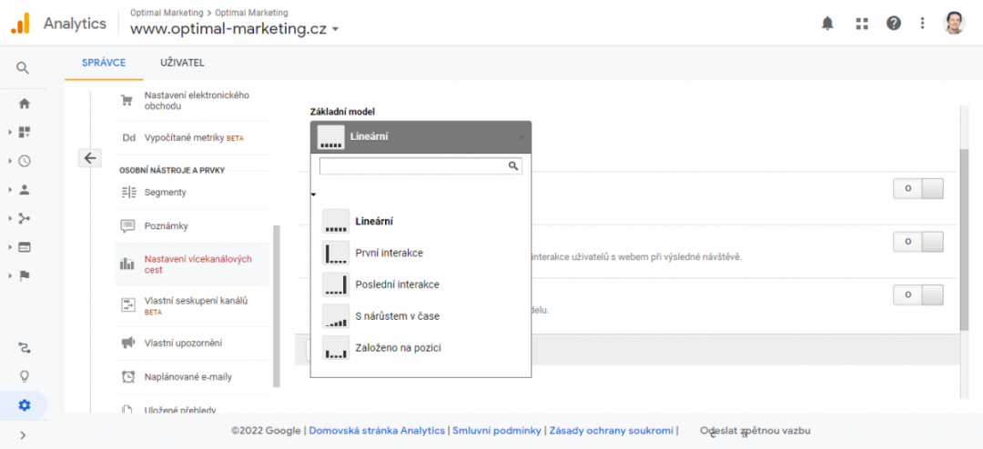 Nastavení atribučních modelů v Google Analytics