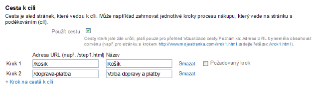 Nastavení cesty k cíli v Google Analytics