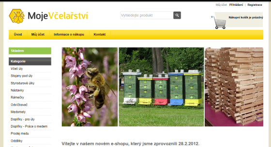 E-shop MojeVčelařství.cz z roku 2012