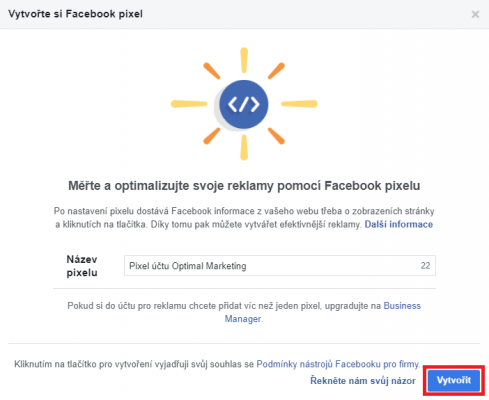 Vytvoření a umístění Facebook Pixelu na web