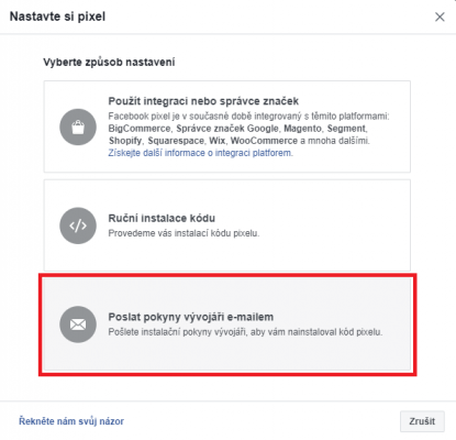 Vytvoření a umístění Facebook Pixelu na web