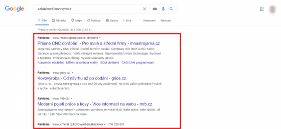 PPC reklama ve vyhledávání Google