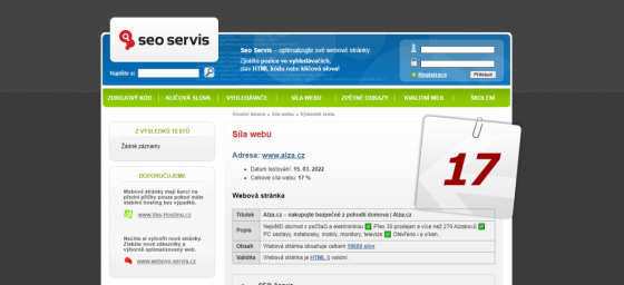 SEO servis: Hodnocení webu Alza.cz