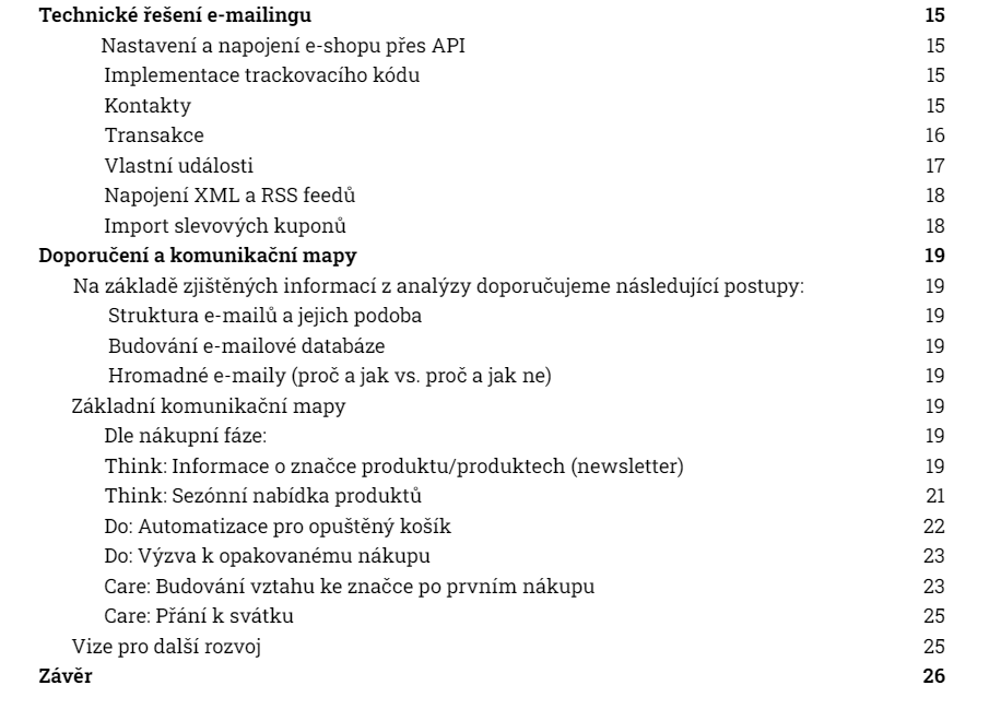 Obsah analýzy pro automatický e-mailing