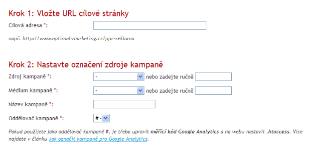 Jak označit kampaně pro Google Analytics